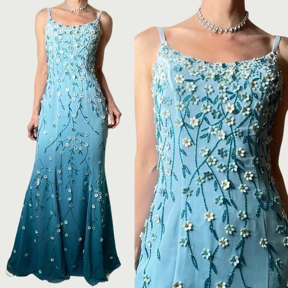 SOLD Alyce Designs vintage prom dress beaded floral sequin maxi gown long formal - Picture 17 of 17